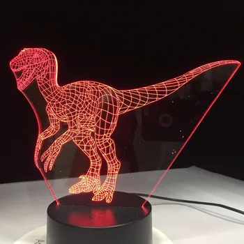 Velociraptor 3D Lempos Dinozaurų Blue 7 Spalvų Led Naktį Žibintai Vaikams Touch Led USB Lentelė Kūdikis Miega naktinė lempa Kambario Dekoro Lempos