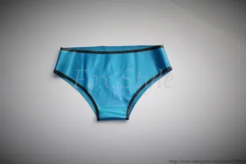 Moterų latekso seksualus gumos šortai (Metalo mėlyna)