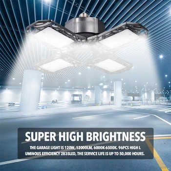 120W Super Šviesus sandėlis, Garažas Lempos Deformuojamieji seminaras Šviesos Reguliuojamas LED Lubų Ventiliatorius 4Blade Lempos Pramonės Šviesos E27E26