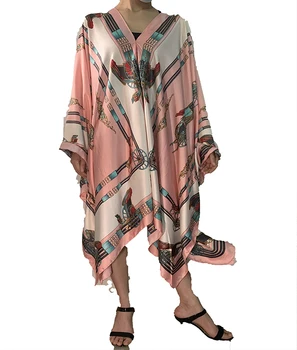 2020 Sweet pink Spausdinti Vasaros Suknelė Paplūdimio Kaftan Plius Dydis Moterų Sundress Seksualus V-kaklo Bohemijos Ilga Suknelė Afrikos suknelės