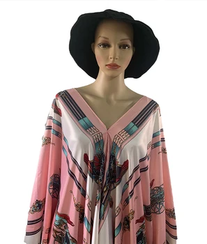 2020 Sweet pink Spausdinti Vasaros Suknelė Paplūdimio Kaftan Plius Dydis Moterų Sundress Seksualus V-kaklo Bohemijos Ilga Suknelė Afrikos suknelės
