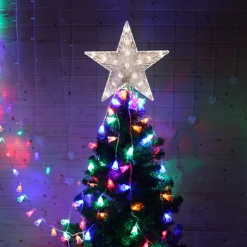 Kalėdų Žvaigždės Spalvotų Kalėdų Eglutė Topper Papuošalai Namų Blizga Sukasi Šviesos Šalis, LED Lempos, Apdaila