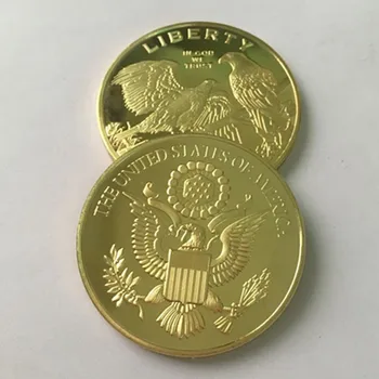 5 vnt American BALD EAGLE gyvūnų ženklelis dievu mes tikime, laisvės auksą, padengtą ženklelį 40 mm suvenyrų kolekcines monetos apdaila