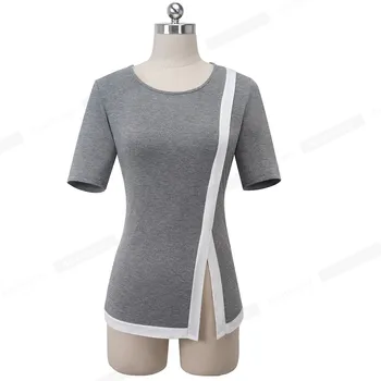 Gražus-Amžinai Atsitiktinis Trumpas Kratinys, t-marškinėliai trumpomis Rankovėmis Stilingas Pusės Split Moterų Moterų Vasaros Tees viršūnes T040