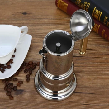 200Ml 4 Puodeliai Nerūdijančio Plieno kavinukas Moka Kavos virimo aparatas Arbatinukas Filtras Automatinis Kavos Aparatas Espreso kavos Aparatas Kavos virimo aparatas