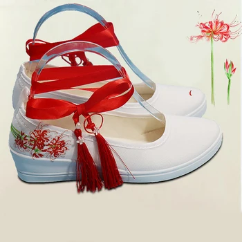 MoDao ZuShi Jiang YanLi Cosplay Batai Senovės kostiumai, batai, suvarstomi Šokių bateliai Spausdinimo Lygiadienis Gėlių