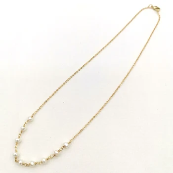 Skanėstas Originali Gėlavandenių Perlų Vėrinį 14K Aukso Užpildytas Kaklo Grandinės Karolius, Rankų Mezgimo Choker Boho Moterų Perlų Vėrinį