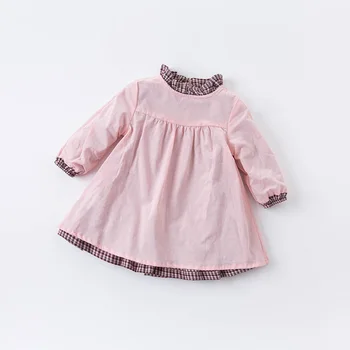 DBM14517-2 dave bella rudenį baby girl mados lankas pledas suknelė su mažą maišelį šalis suknelė vaikams kūdikiams lolita 2vnt drabužiai