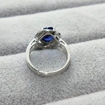 FLZB , Moterų, prabangos žiedas gamtos safyras brangakmenio 8*10mm 3.0 ct iš 925 sterlingas sidabro vestuvių žiedas elegantiškas mados žiedas