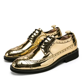 Valstone Atsitiktinis Odos Bateliai Vyrai superžvaigždė Brogues oficialų odiniai batai oksfordo aukso batai suvarstomi hombres sidabro didelis dydis 46