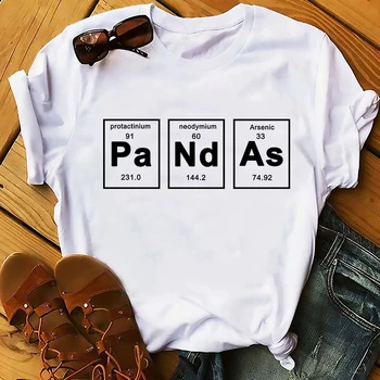 Elementų periodinės lentelės stiliaus mielas kūdikis panda juokingi marškinėliai vyrams naujas baltos spalvos atsitiktinis marškinėlius trumpomis rankovėmis unisex streetwear geek tee