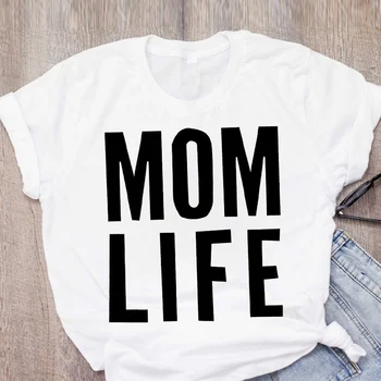 Moterų Mama Gyvenime Laiškas Meilės Dovana Mielas Motina Trumpomis Rankovėmis Vasarą Lady Moteriški Drabužiai Viršūnės T-Shirt Marškinėliai Tees Moterų Marškinėliai