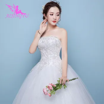AIJINGYU 2021 plius dydis Pritaikyti naujiems karšto pardavimo pigūs kamuolys suknelė nėriniai atgal oficialų nuotakos suknelės, vestuvių suknelė WK437