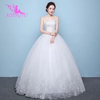 AIJINGYU 2021 plius dydis Pritaikyti naujiems karšto pardavimo pigūs kamuolys suknelė nėriniai atgal oficialų nuotakos suknelės, vestuvių suknelė WK437