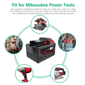 Įkraunama Li-ion Baterija Milwaukee M18 6000mAh 9000mAh elektrinių Įrankių Pakeitimo 48-11-1815 48-11-1850 48-11-1840 Baterija