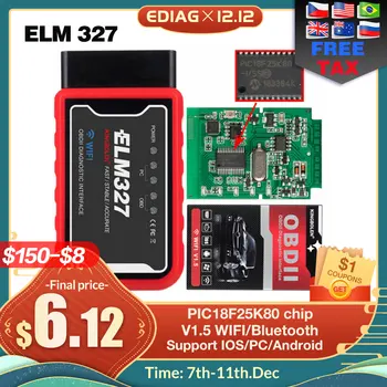 Naujas Elm327-V1.5 Bluetooth/WIFI OBD2 PIC18F25K80 Chip Kodas Skaitytojas ELM 327 OBDII V1.5 Diagnostinis Įrankis Dyzelinas/benzinas Android/IOS