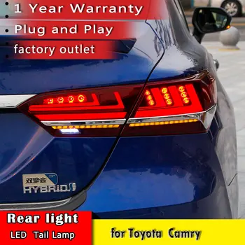 Naujas 4pcs Automobilių Stilius 2018 m. Camry Žibintai Camry LED Uodega Lempos Galinis Žibintas DRL+Dinaminis Posūkio Signalo+Stabdžiu+Atvirkštinės užpakalinis žibintas