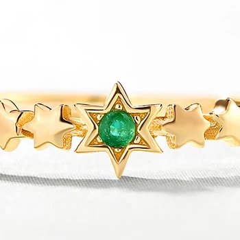 ALLNOEL S925 Sterlingas Sidabro tikras Natūralus Smaragdas Collocation Star Dizaino Žiedai Jubiliejų Dovana Moterims Fine Jewelry NAUJAS
