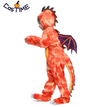 Vaikai Ugnies Drakonas Kostiumas Vaikas Viduramžių Raudona Dinozaurų Jumpsuit Helovinas Šalis Fancy Dress Charizard Cosplay Kostiumas