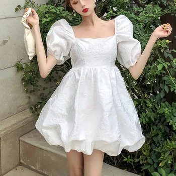 Moterų Mielas Sluoksniuotos rankovėmis Mini Gėlių Spausdinti Suknelė Vintage Trumpas Stiliaus Atsitiktinis Palaidų Kamuolys Suknelė Suknelės Šalies Vestidos