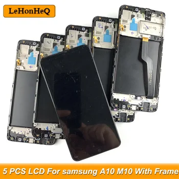 5 Gabalas/daug A10 LCD Samsung Galaxy A10 Ekranas A105/DS A105F M10 M105 Jutiklinis Ekranas skaitmeninis keitiklis komplektuojami su Rėmo