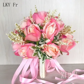 LKY Fr Vestuvių Puokštė už Nuotaka Bridesmaids Nuotakos Puokštė Baltų Rožių Hydrangea Dirbtinės Gėlės Santuokos Namų Reikmenys