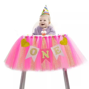 Galabeme 1set VIENA Reklama ir Tiulio kūdikio kėdė sijonas berniukas Baby Shower Apdailos vaikai mergina Pirmos 1-ojo Gimtadienio apdaila