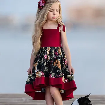 Europos ir Amerikos mergaičių trumpą po ilgų prieš spausdinti suknelė kūdikių neteisėtų pečių dirželiai suknelės vaikų ins šalis suknelė