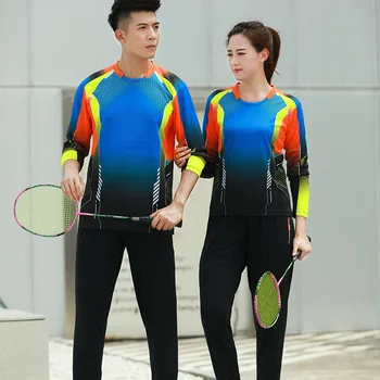 Naujas ilgomis rankovėmis badmintono nešioti marškinius, vyrai/moterys,rudens, žiemos sporto drabužiai custom greitai-sausas stalo teniso marškinėliai,teniso marškinėliai