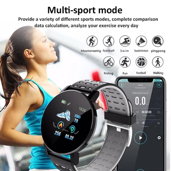 1.3 colių Smart Žiūrėti Vandeniui Bluetooth Kraujo Spaudimas Fitness Tracker Širdies ritmo Monitoringo Sporto Smartwatch 