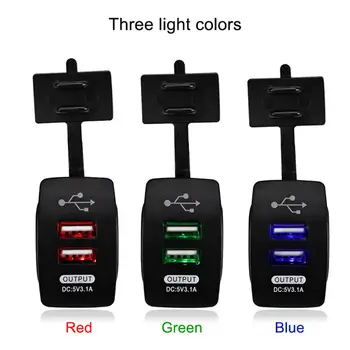Nauja LED Šviesos 12-24V Dvigubas USB Automobilinis Kroviklis 5V 3.1 Universalus Auto Mobiliojo Telefono Įkroviklis