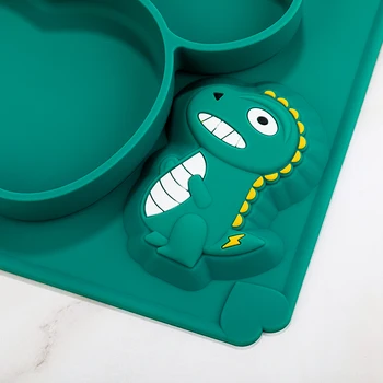 Kūdikių Vakarienė Plokštės, Maisto kokybės Silikono Stalo Anti-drop Animacinių filmų Maisto Papildo Plokštelę, neslidus Šėrimo Indus+Šaukštas + Fork