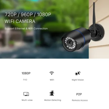 HD 720P, 960P WIFI IP Kameros 1080P Lauko Belaidės Stebėjimo Namų Apsaugos Kamera, Onvif CCTV Kameros TF Kortelės Lizdas app CamHi