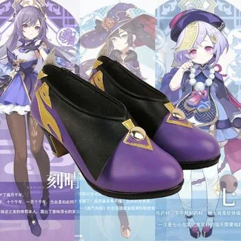 Anime Genshin Poveikio Qiqi Keqing Mona Princesė Batai Moterų, Mergaičių Studentų Aukštakulnius Batus cosplay batai Liyue Uosto