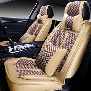 Visiška PU Oda automobilių sėdynės padengti linų pluošto auto sėdynės apima mercedes benz c klasės w202 t202 t203 w204 c200 w205