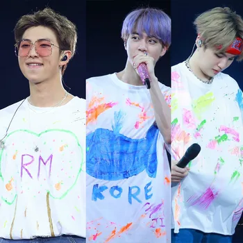 Kpop Jin Suga Vasaros T-shirt 5 SUSIRINKIMO Busanas Seulas Koncertas Grafiti Drabužiais K-pop korėjos Harajuku Mados Marškinėliai K-Pop Marškinėlius