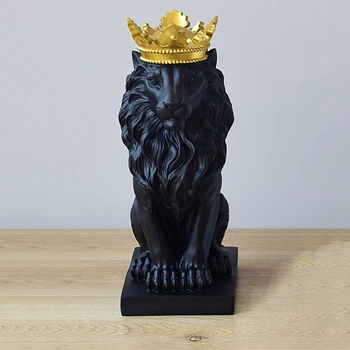 Crown Liūto Skulptūra, Statula Liūtas Tikėjimo Dervos Amatų Modelio Papuošalus Office Home Vyras liūtas Gyvūnų Abstraktaus Meno Apdailos Dovana