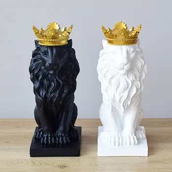 Crown Liūto Skulptūra, Statula Liūtas Tikėjimo Dervos Amatų Modelio Papuošalus Office Home Vyras liūtas Gyvūnų Abstraktaus Meno Apdailos Dovana