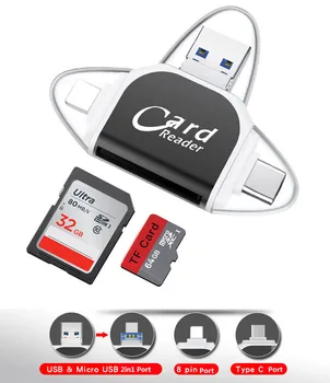 Visi 1 SD Card Reader Microsd USB C TF Kortelės Adapterį SDHC Tipo C OTG Atminties Kortelių Skaitytuvą, 