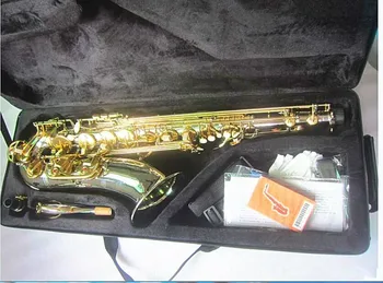 Naujas tenoras saksofonas nikeliuotas aukso žalvario raktas tenoras saksofonas ir byla