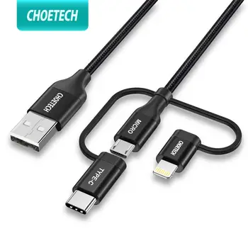 CHOETECH 3 in1 Mobile USB Duomenų Kabelis, skirtas 