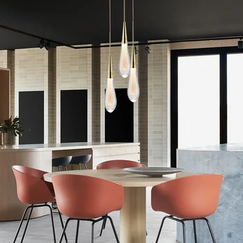2019 Karšto Dizaineris LED Vandens Lašas pakabukas šviesos minimalistinio Skandinaviško loft Kristalų Kabo Lempa Kūrybos Restoranas Šviesos