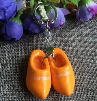 5vnt/pakuotė oranžinė spalva olandų batų klompen paketų prižiūrėtojų raktinę raktų pakabukas holand medinių batų key chain