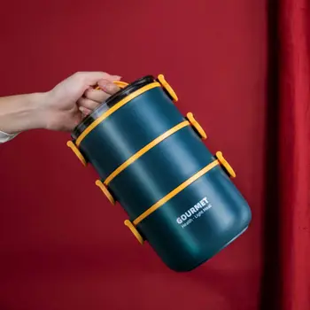 Multi-Layer Nerūdijančio Plieno Priešpiečių Dėžutė Nepralaidi Vandeniui Nešiojamų Izoliuoti Studentų Mokyklos Bento Boxs Maisto Konteinerių Saugojimo Indai
