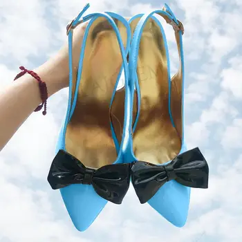 LAIGZEM 2020 m. Moteris Smailūs Kulniukai Kojų Bowtie Spalvinga Siurbliai Šalis, Basutės, Batai Moteris Tacones Zapatos Mujer Didelio Dydžio 45 46 47