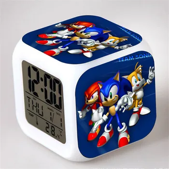 Sonic the Hedgehog Pav Colordful LED Nakties Šviesos Žaidimas Sonic Uodegos Knuckles, kad Echidna LED Laikrodis-Žadintuvas, Šviesos, Vaikams, Žaislai