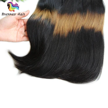 3 Tonas Ombre Dvigubo Tempimo Funmi Žmogaus Plaukai Tiesūs Plaukai Kreivė Baigiasi Brazilijos Plaukų Ryšulių 1b271B Remy Human Hair 3pcs/pak