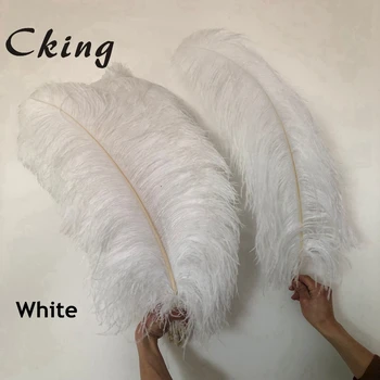 30 vnt. Didelė kolona stručio plunksna baltos plunksnos 40-75cm 16-30inches artware kamuolio rankų darbas vestuves centerpieces papuošalai