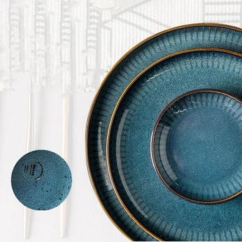 Krosnies Stiklinimo Procesas Keraminiai Stalo Kūrybos Namų Virtuvės Reikmenys Blue Vintage Dideli Sriuba Bowl Plokštė Taurės Patiekalų Rinkinys
