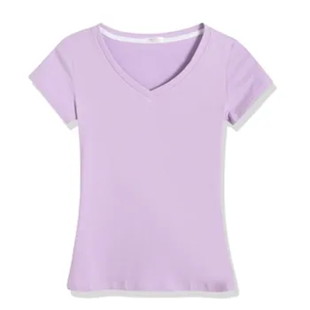 S-5XL Moterų Viršūnių Tees Medvilnės Vasaros 2020 Naują Atsitiktinis Elastingumą Short-sleeve V-neck Slim Apačioje T-shirt Mergina Puloveriai Moteris